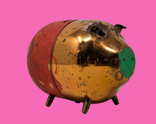 Tirelire cochon vintage en laiton
