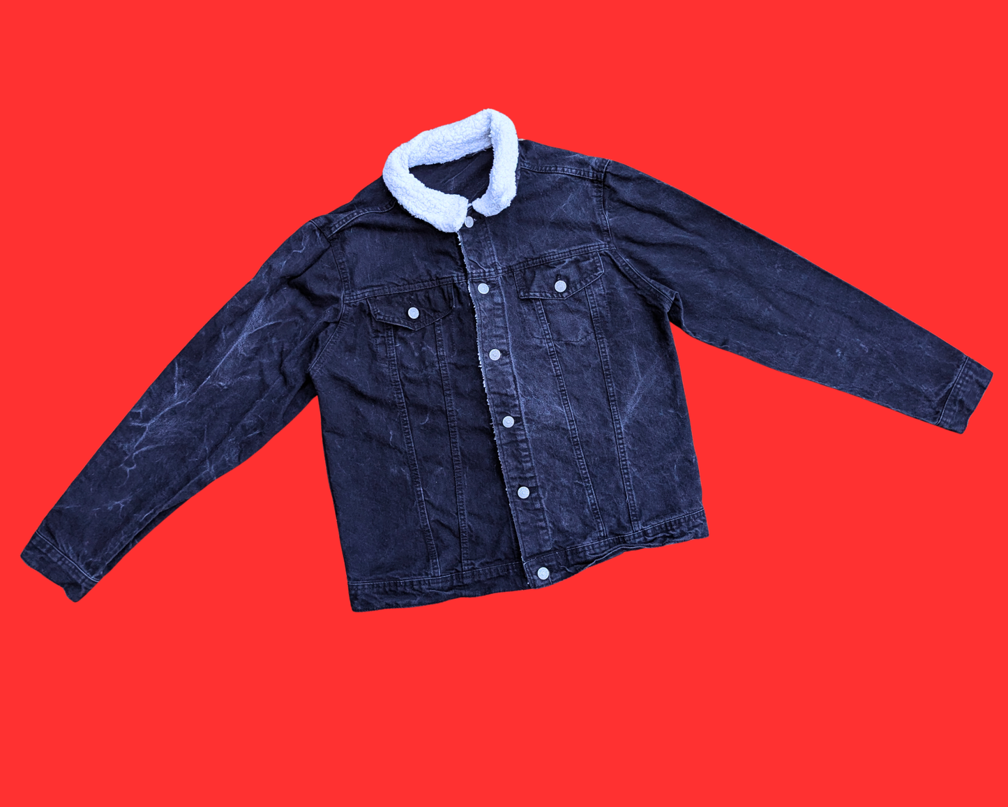 Veste en jean noire Bride of Chucky faite à la main et recyclée, taille M