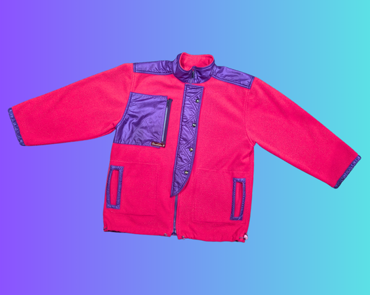 Veste mi-saison vintage rose chaud et violet des années 1990, taille M