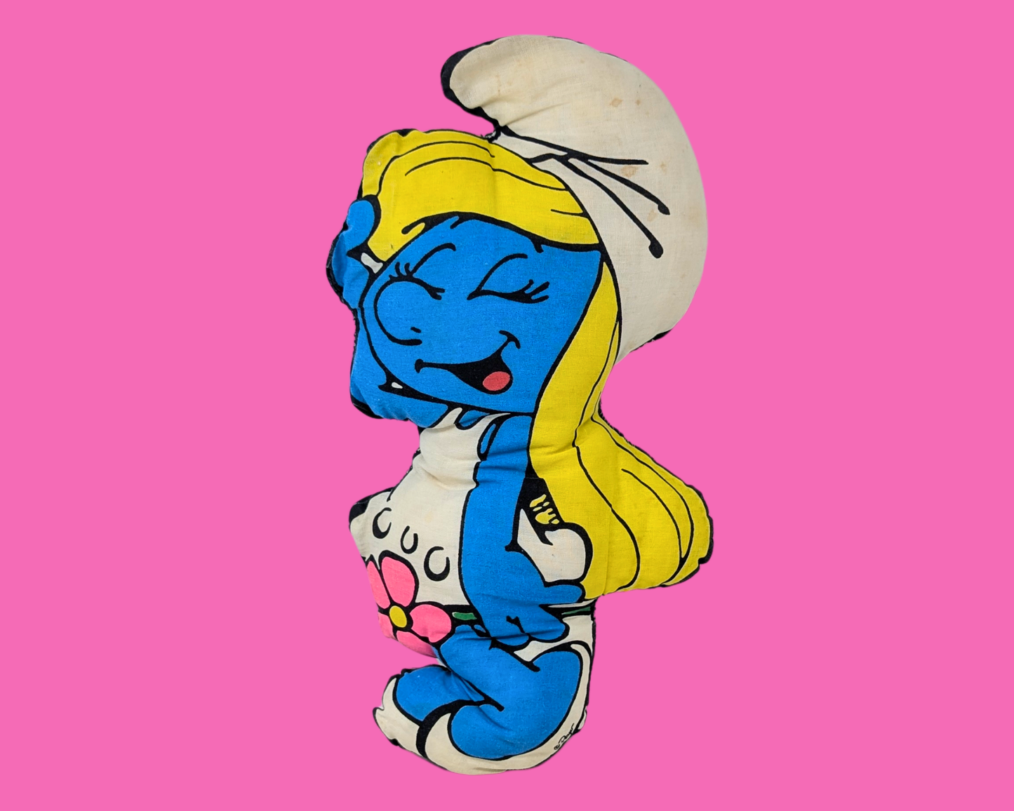 Vintage 1980's Smurfette Smurfs Plush Stuffed Pillow