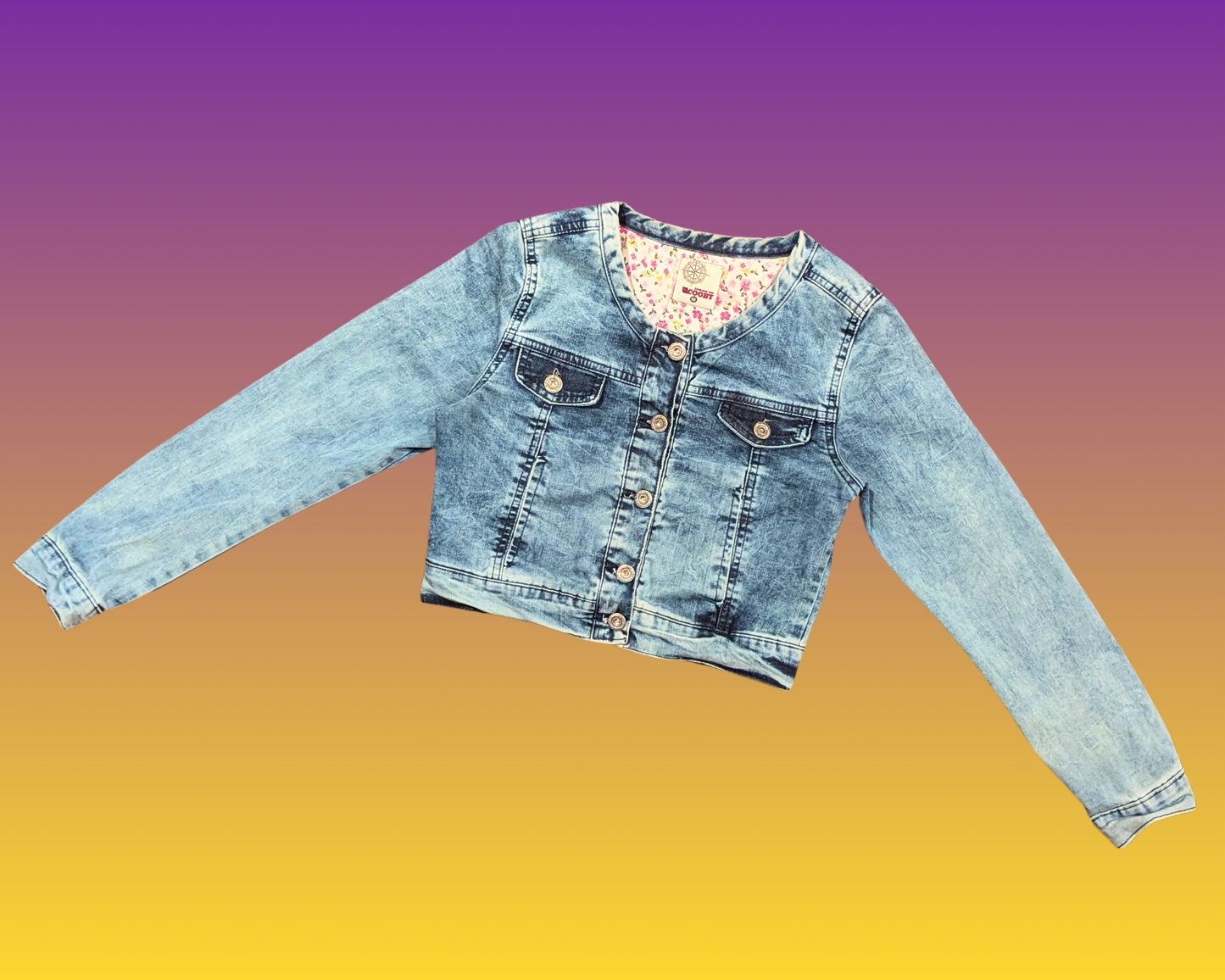 Handmade, Upcycled Hello Kitty and Friends Denim Jacket Size M For Kids