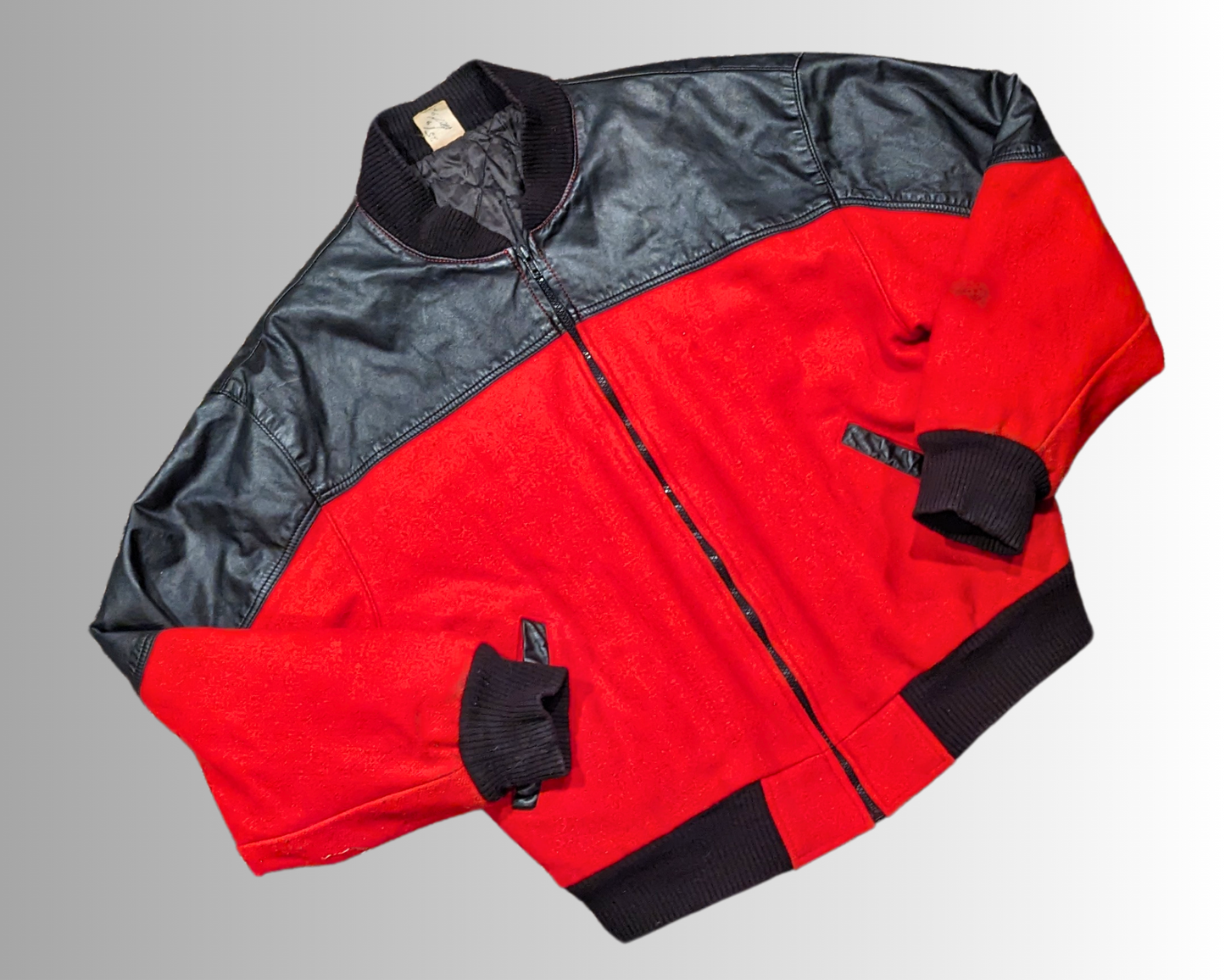 Vintage 1990's Red and Black Faux Leather Jacket Size L