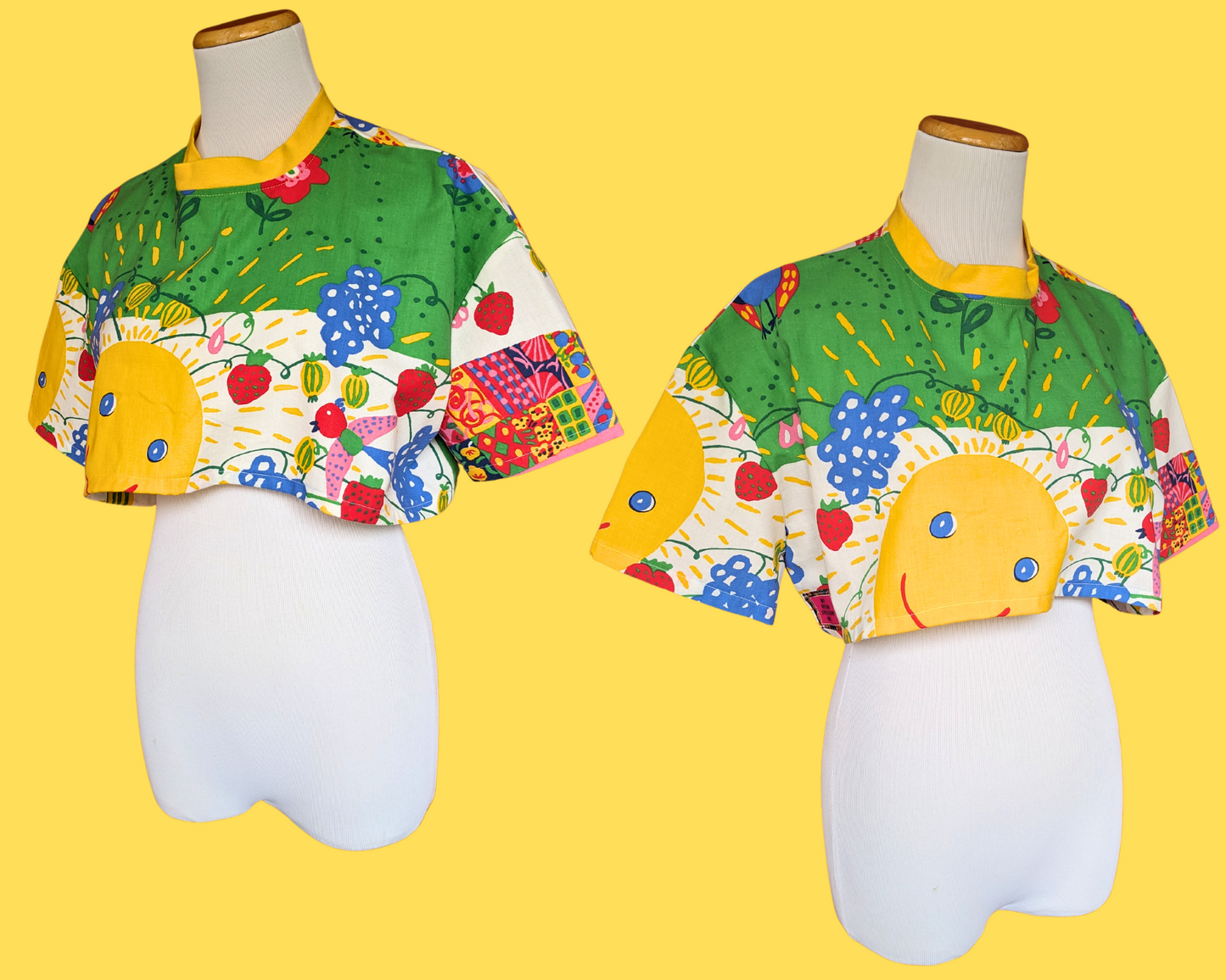 Fait à la main, Upcycled Toy Story 4 Drap de lit Crop Top Taille XS