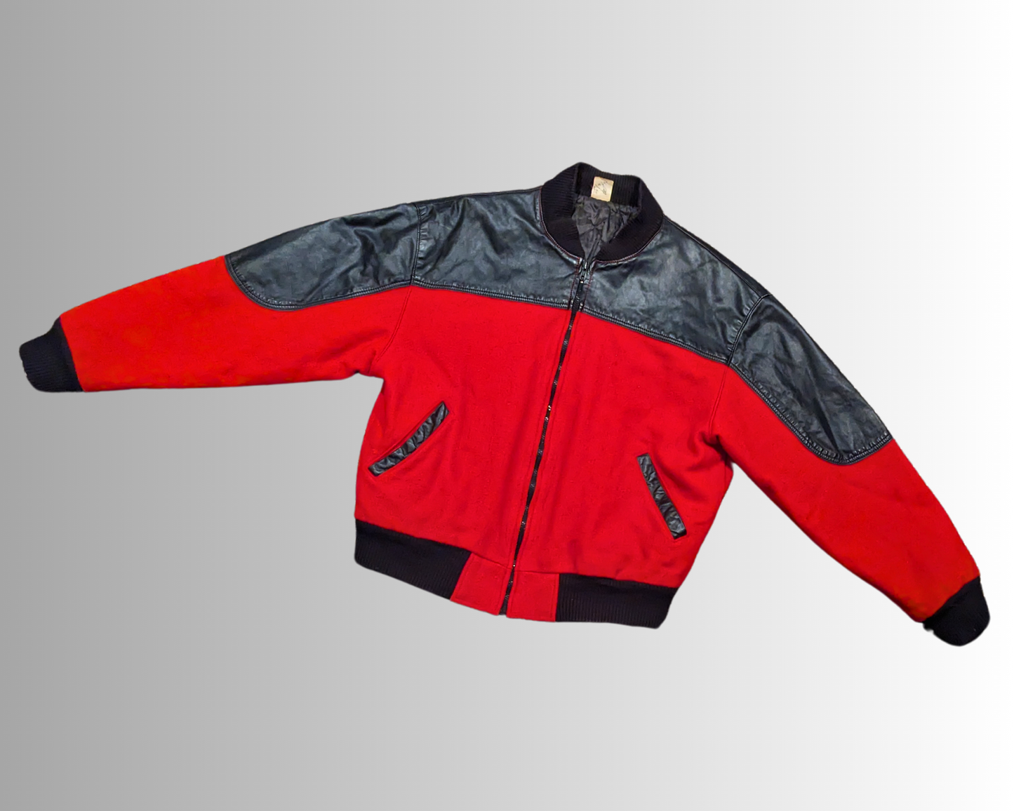 Vintage 1990's Red and Black Faux Leather Jacket Size L