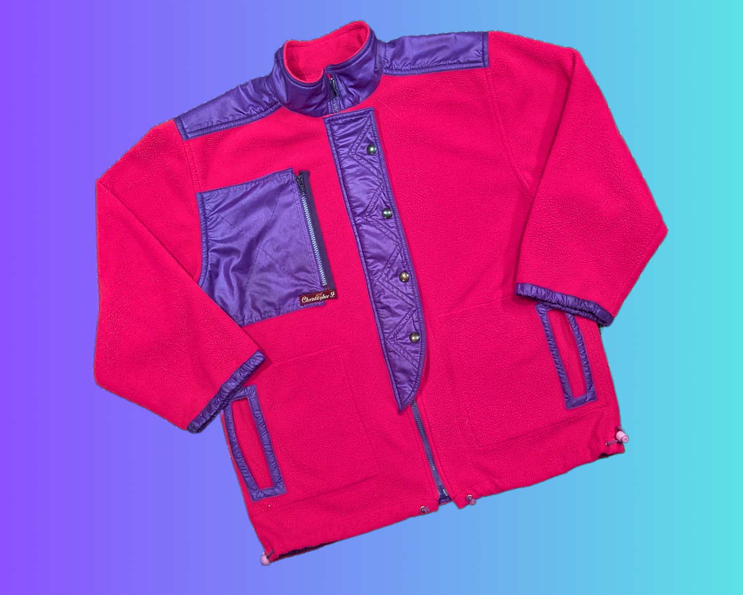 Vintage 1990's Warm Pink and Purple Mid-Season Jacket Size M