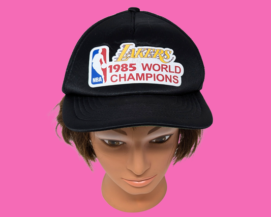 Casquette noire Mitchell &amp; Ness Nostalgia des Los Angeles Lakers, champions du monde 1985