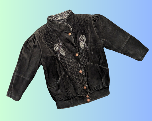 Vintage 1990's Black Genuine Leather Jacket Size L for Women