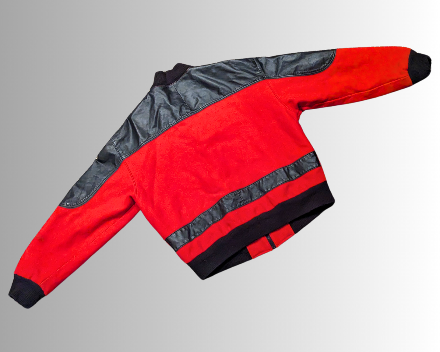 Vintage 1990's Red and Black Faux Leather Jacket Size L