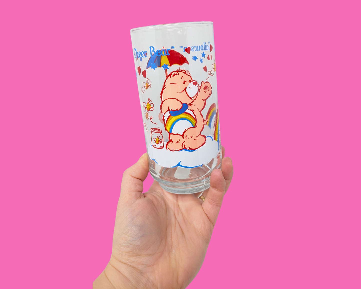 Vintage 1980's Set of 10 Collectible Carebears Glasses
