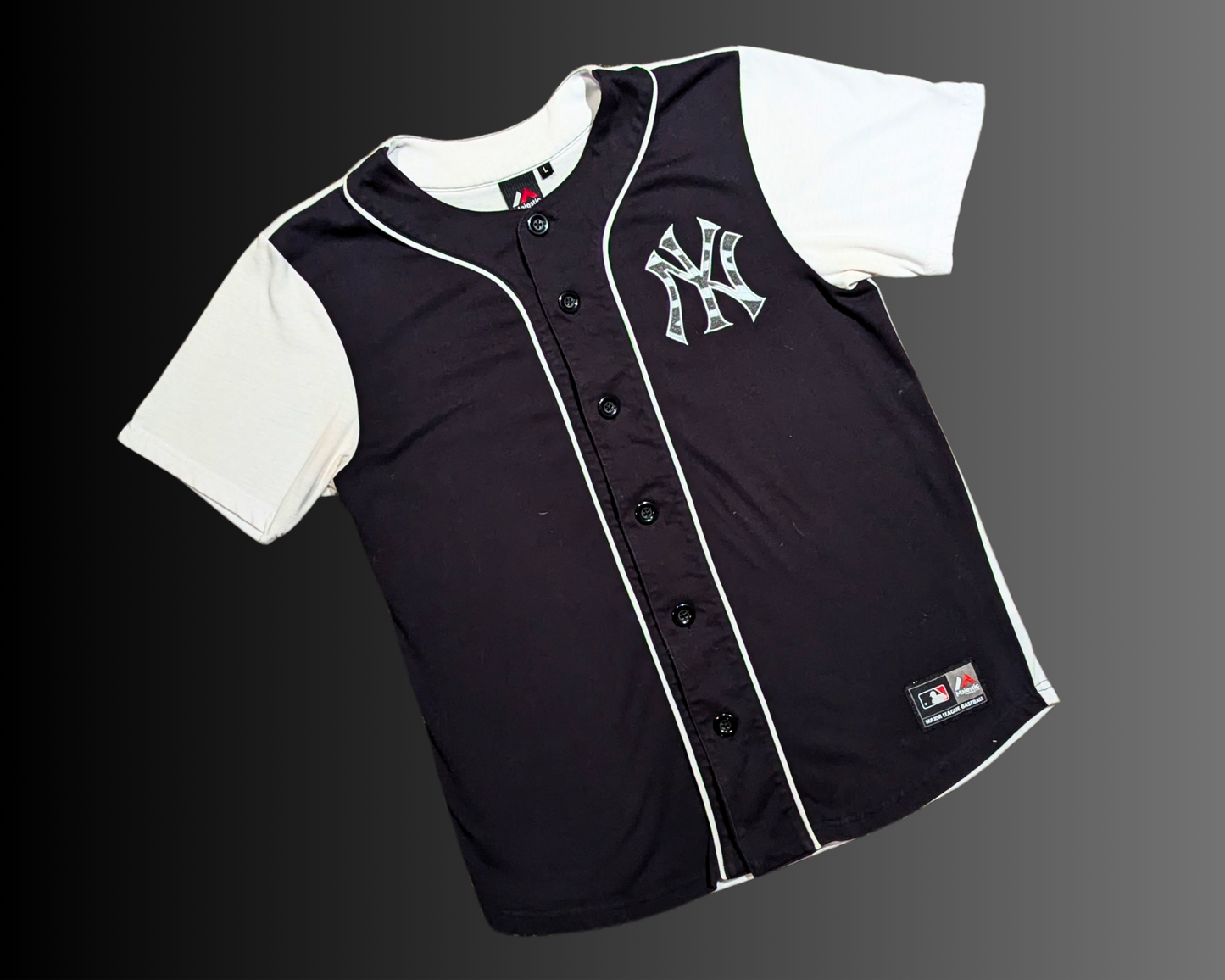 Maillot officiel à manches courtes Y2K des Yankees de New York de la Ligue majeure de baseball, taille L