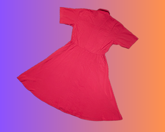 Robe vintage des années 1990, rose chaud, légère, avec broderies d'étoiles, taille M