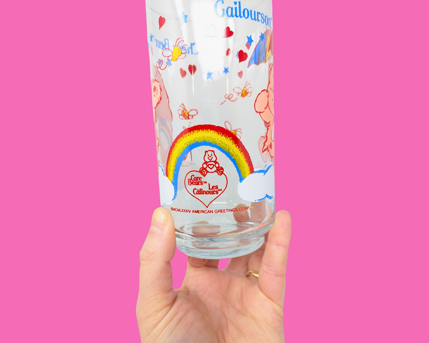Vintage 1980's Set of 10 Collectible Carebears Glasses