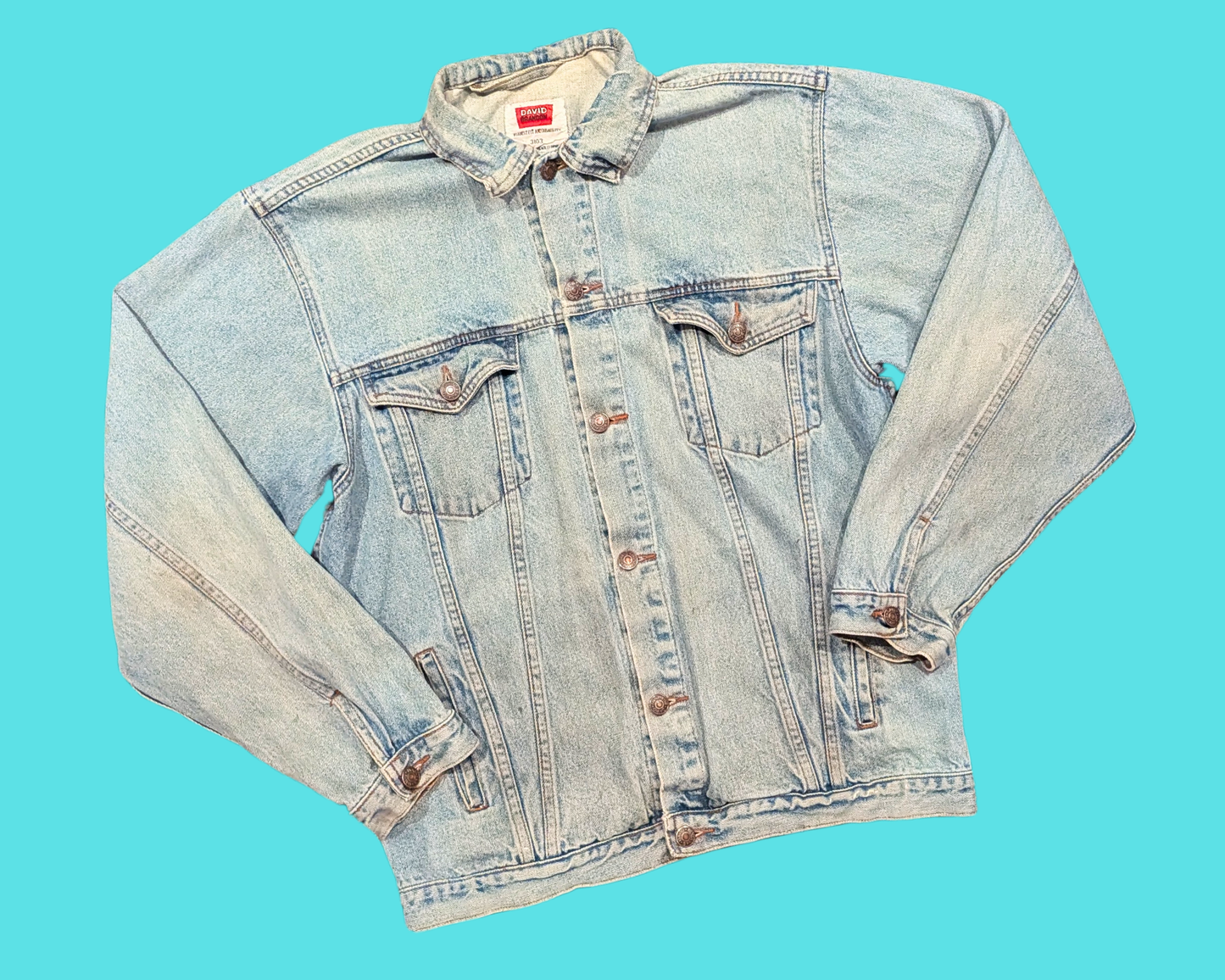 Handmade, Upcycled Denim Jacket with a Simpson T-Shirt Size S for Men