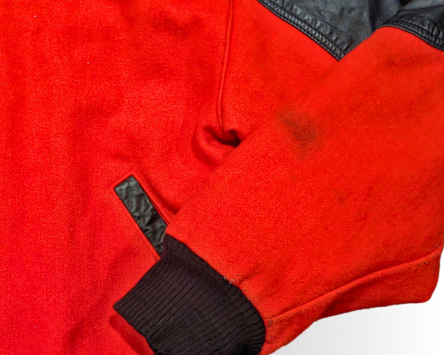 Vintage 1990's Red and Black Faux Leather Jacket Size L