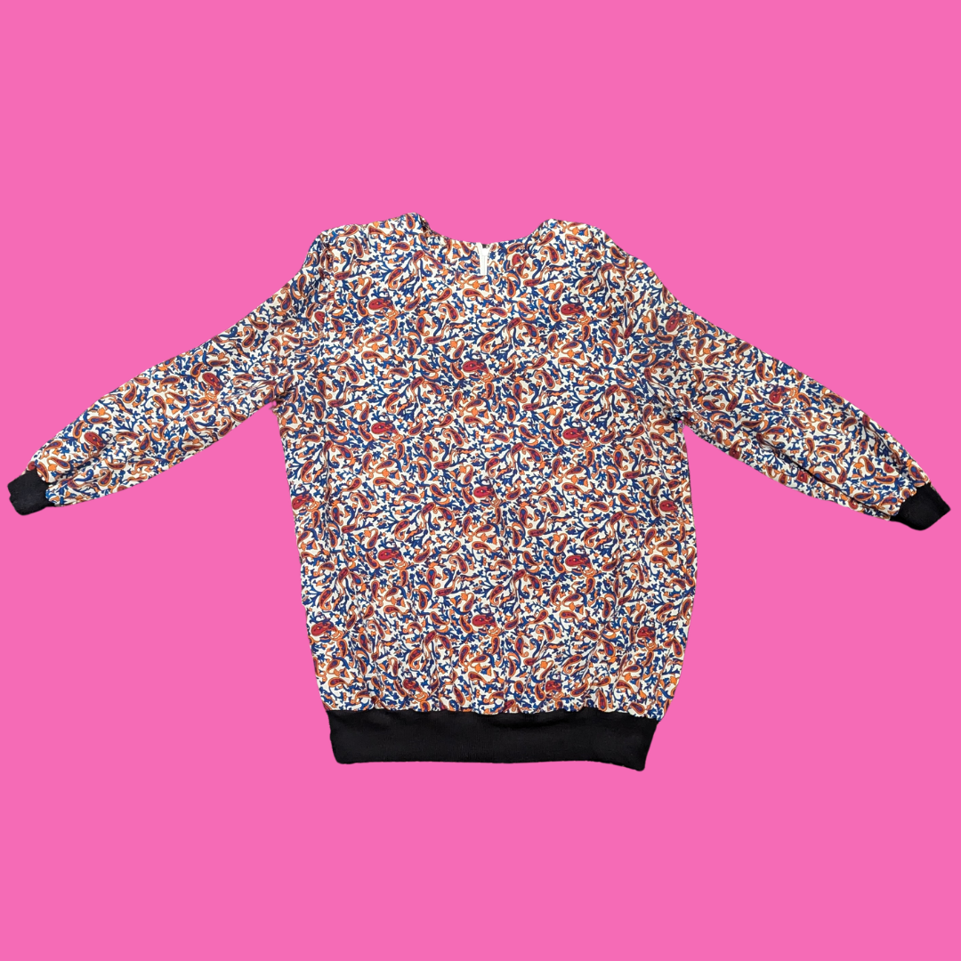 Vintage 1980's Paisley Patterned Blouse Size L