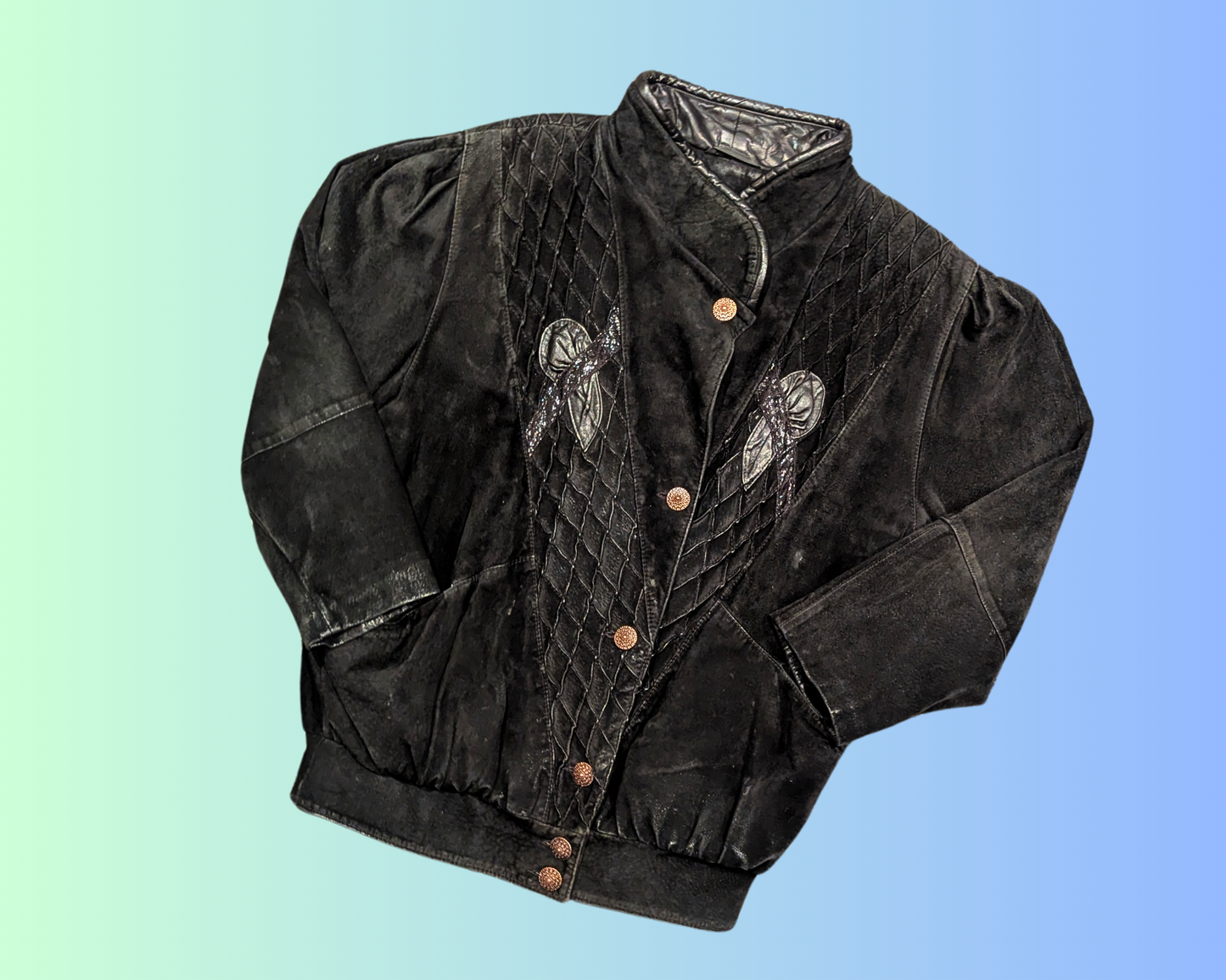 Vintage 1990's Black Genuine Leather Jacket Size L for Women