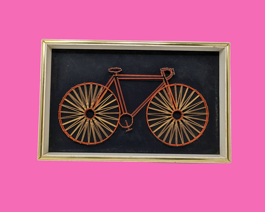 Œuvre d'art vintage de vélo des années 1970, réalisée à la main par Art Boulay