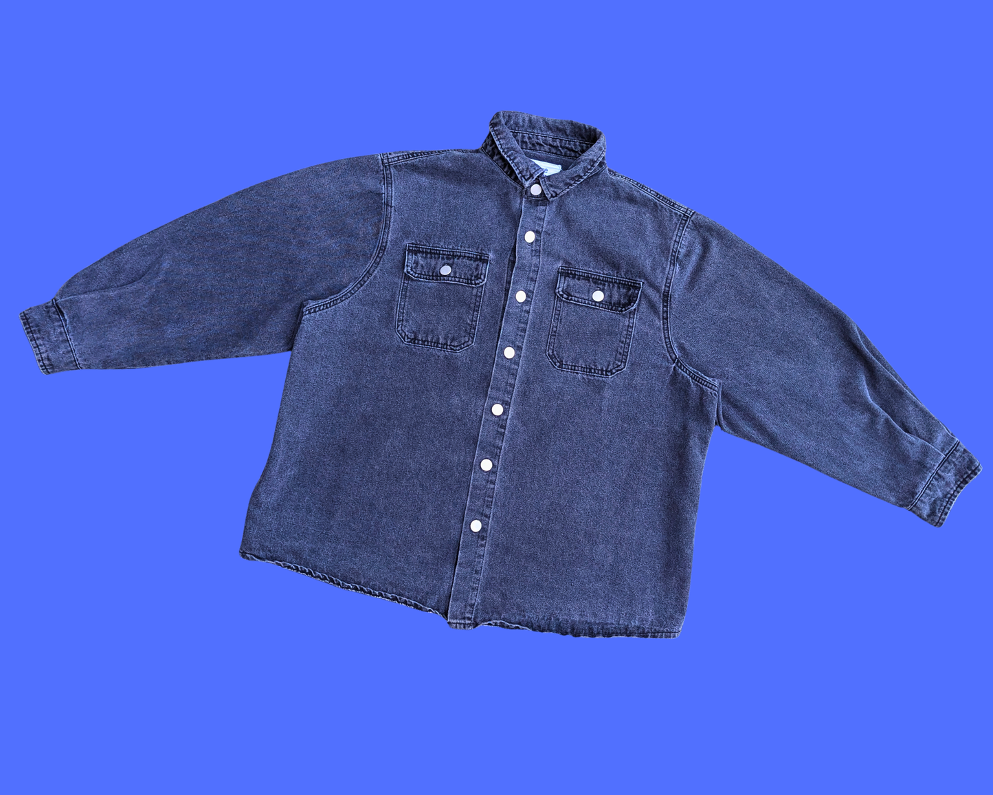 Veste en jean noire The Blues Brothers, fabriquée à la main et recyclée, taille S