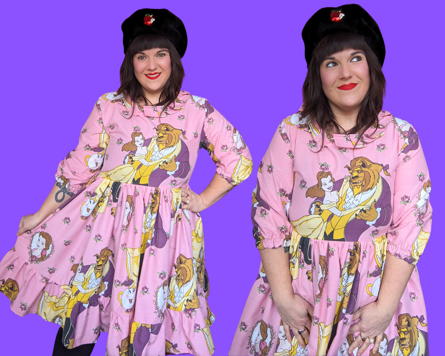 Handmade, Upcycled Walt Disney's Beauty and the Beast Bedsheet Dress Size L