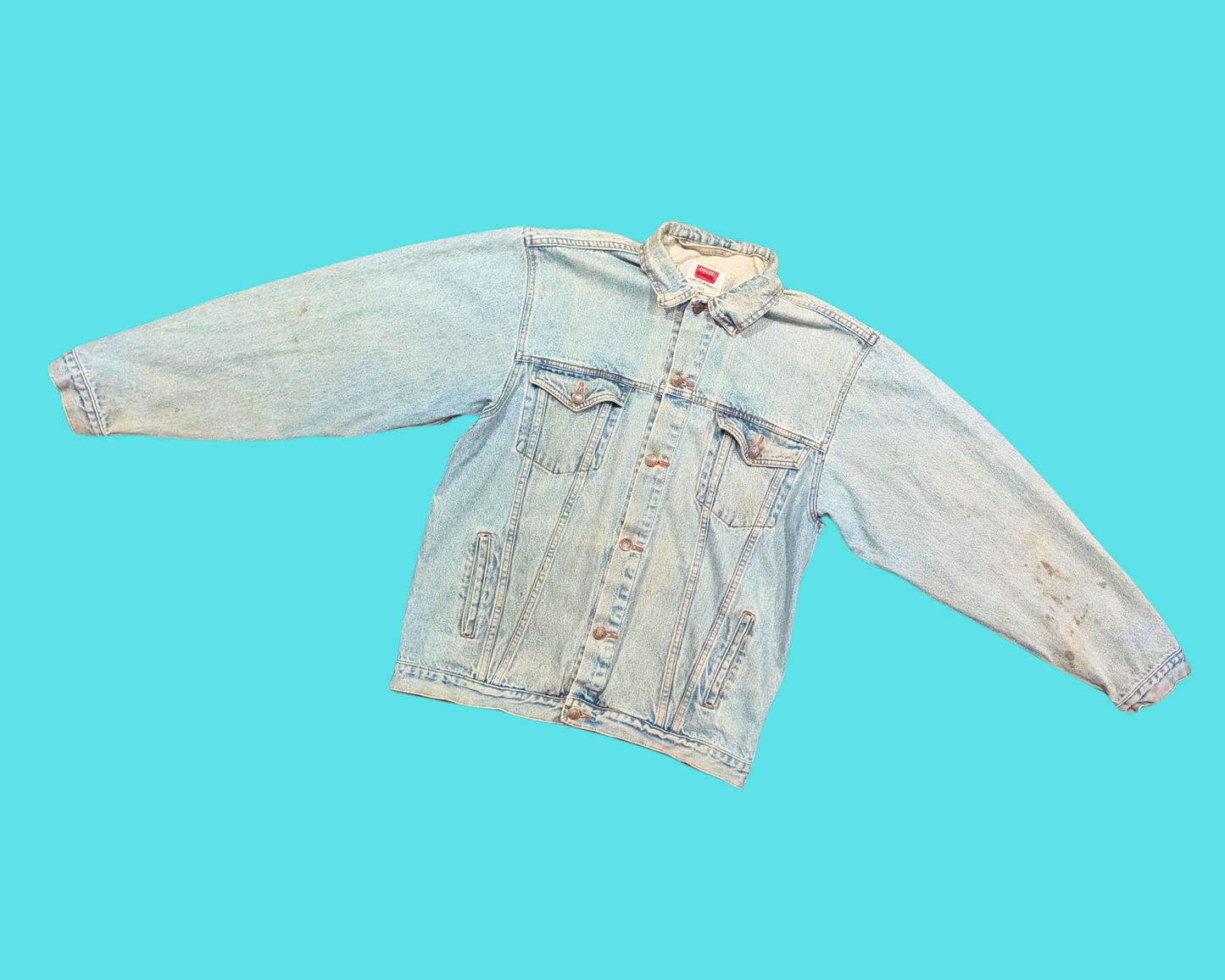 Handmade, Upcycled Denim Jacket with a Simpson T-Shirt Size S for Men