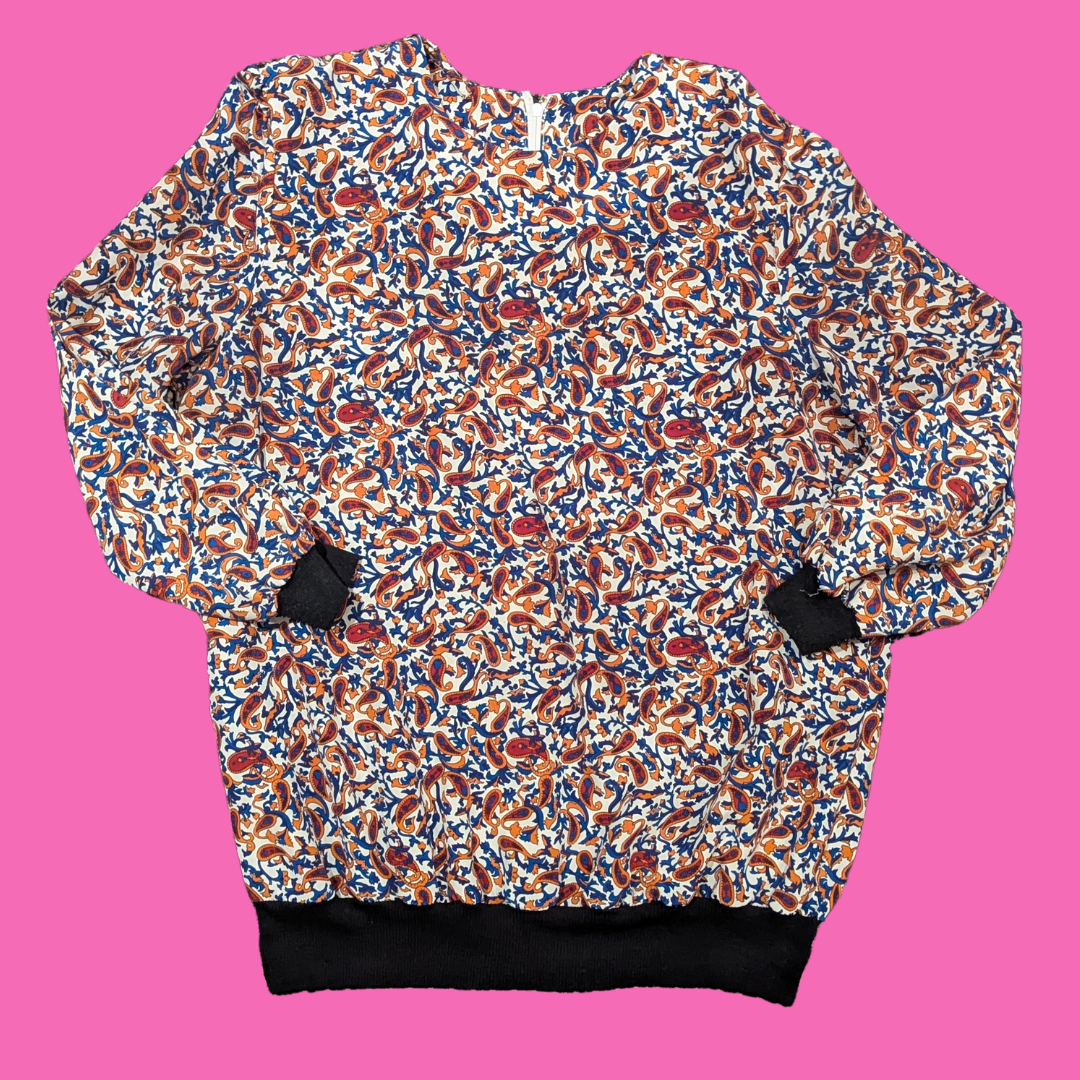 Vintage 1980's Paisley Patterned Blouse Size L
