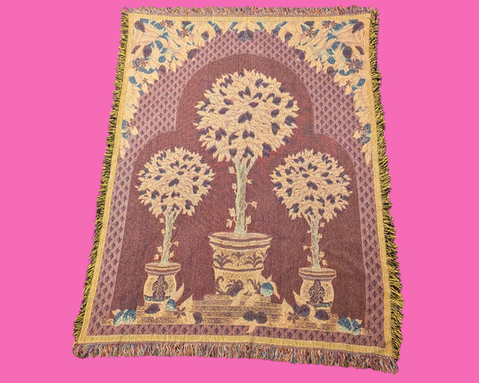 Vintage 1990's Lemon Trees Decorative Tapestry Blanket