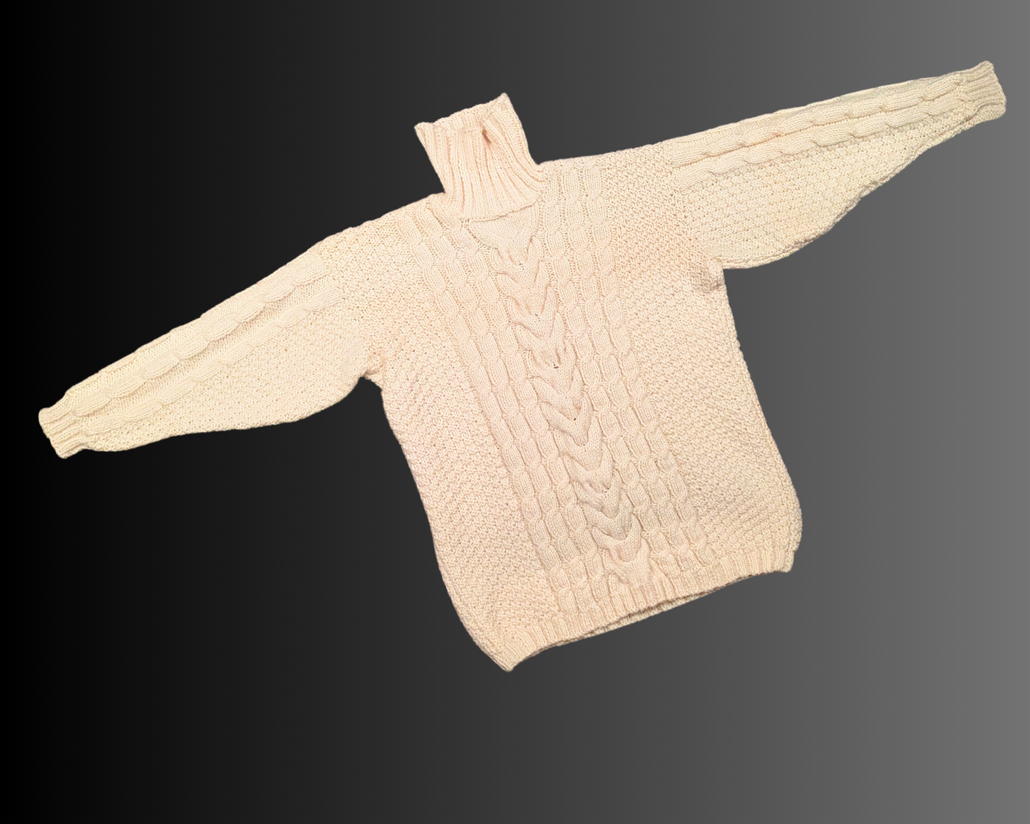 Vintage 1990's Beige Knit Synthetic Wool Turtleneck Size L