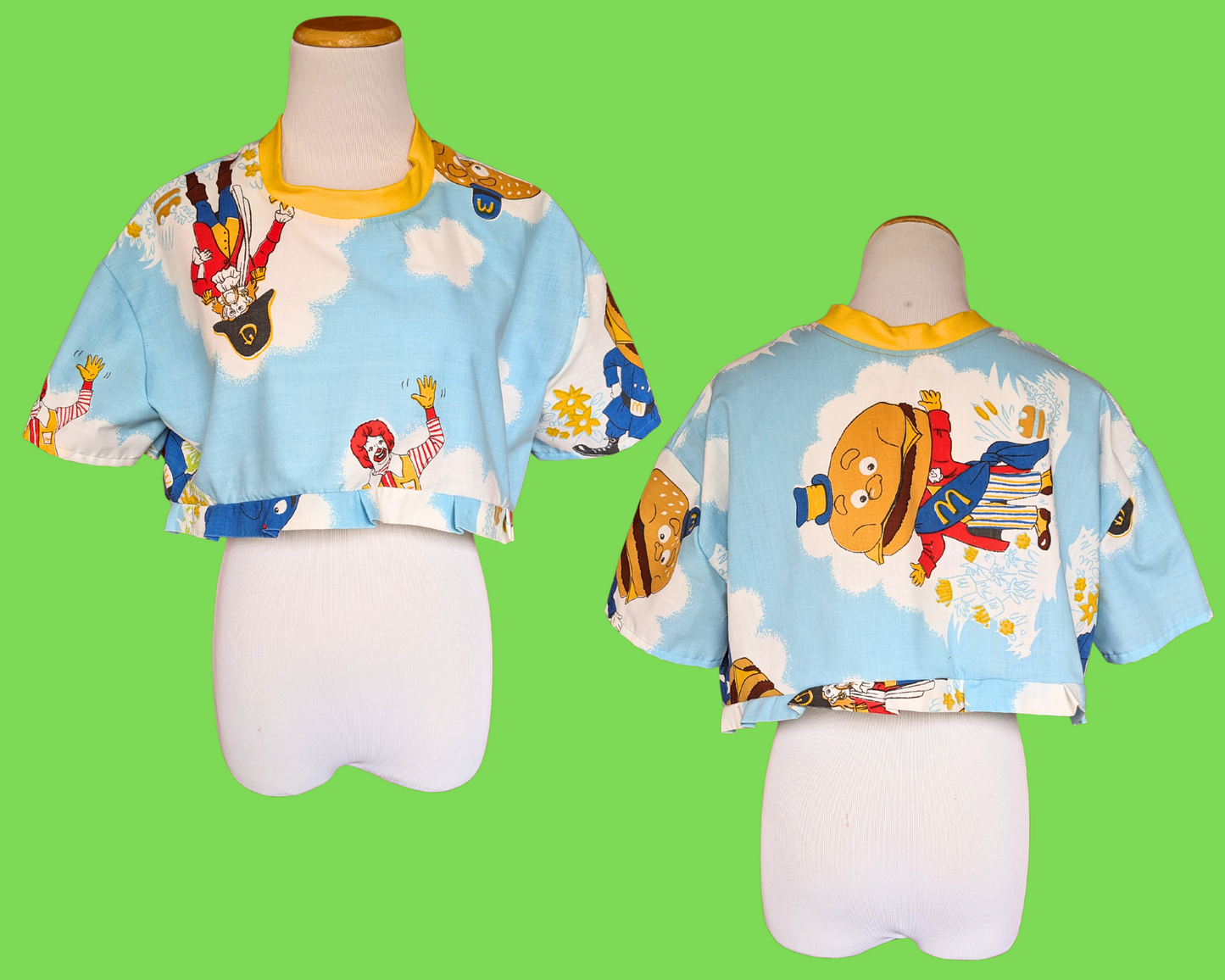 Fait à la main, Upcycled Toy Story 4 Drap de lit Crop Top Taille XS
