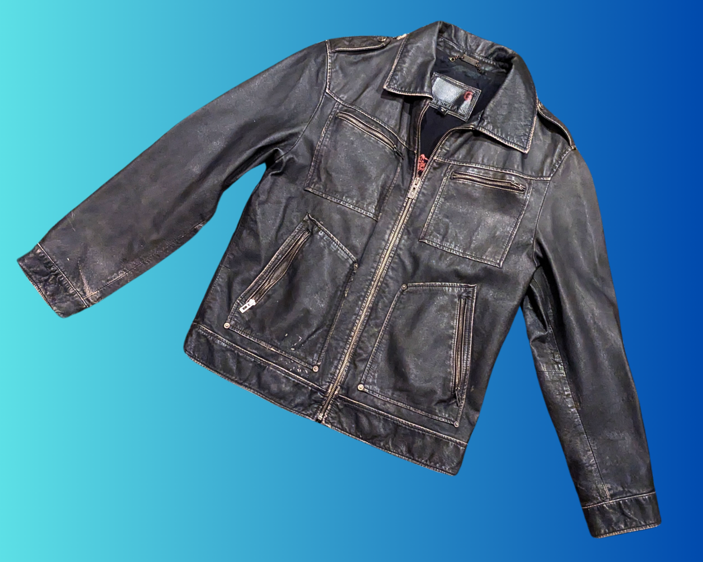 Y2K Guess Genuine Leather Jacket Size M