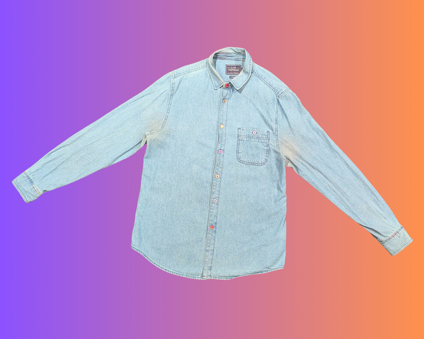 Veste/chemise en jean faite à la main et recyclée Avril Lavigne, Bite Me Canada Tour 2022, taille L