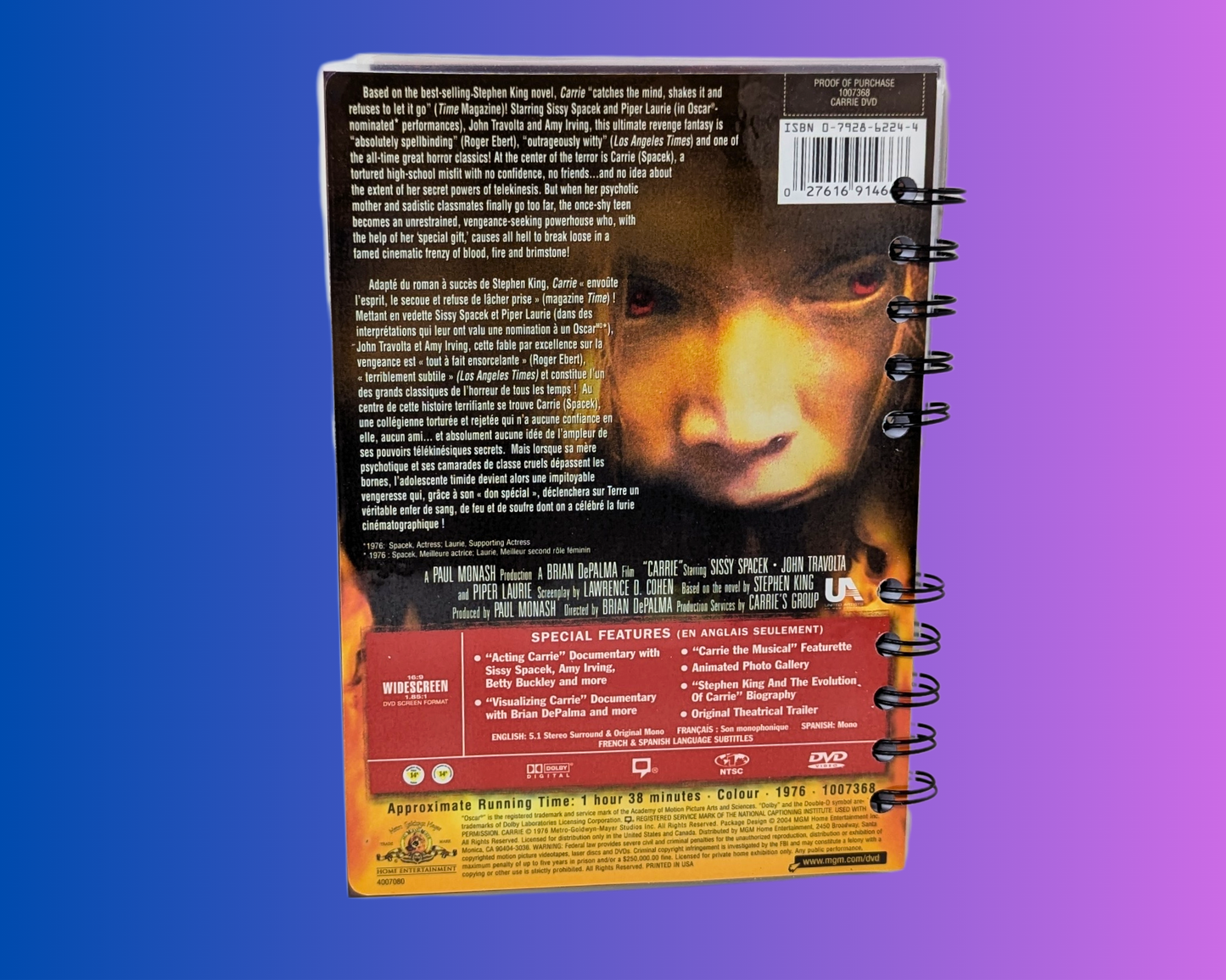 Carrie DVD Movie Notebook
