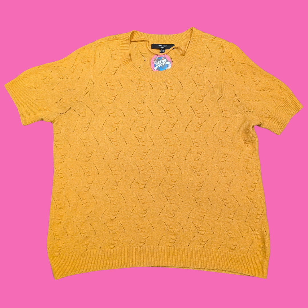 Vero Moda Curve Yellow, Soft, Short Sleeve Top Size 2XL