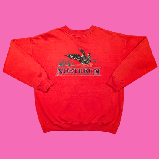 Vintage 1990's Red Northern Reflections Embroidered Crewneck Size L for Women