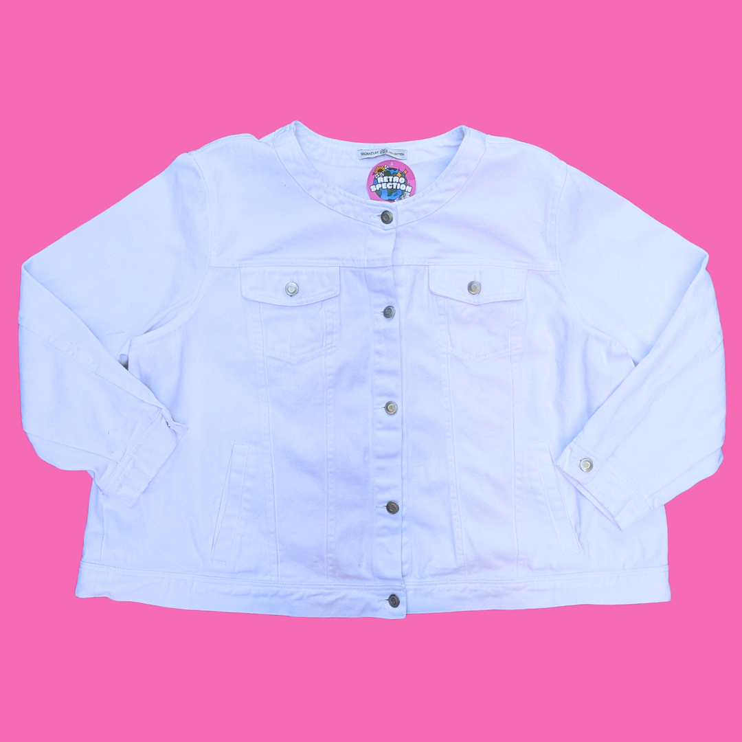 Andy Warhol's Marylin Monroe Upcycled T-Shirt White Denim Jacket Size 3XL
