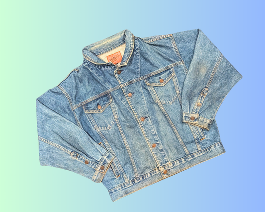 Handmade, Upcycled Hellraiser Denim Jacket Size L