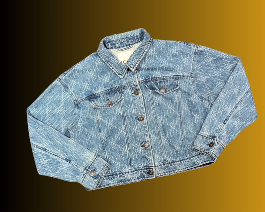 Handmade, Upcycled Pulp Fiction Denim Jacket Size 38 (M)
