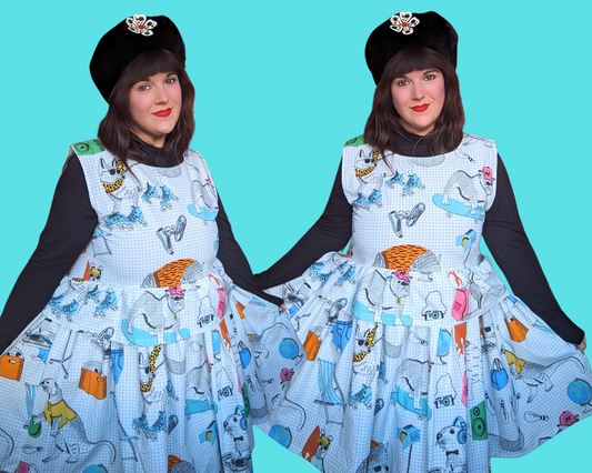 Robe sans manches à imprimé animalier funky, faite à la main et recyclée, taille XL