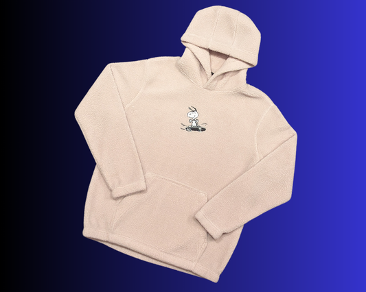 Sweat à capuche Snoopy beige et duveteux des années 2000, taille L