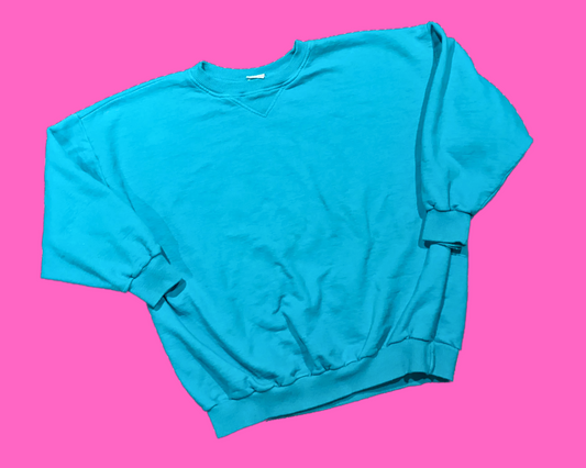 vintage années 1990 Turquoise Au Coton Crewneck Taille L