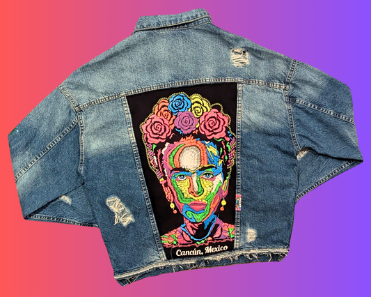 Veste Frida Kahlo faite main et recyclée, taille M