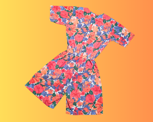Vintage 1990's Funky, Floral Summer Jumpsuit with Pockets Size M