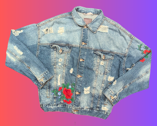 Veste Frida Kahlo faite main et recyclée, taille M