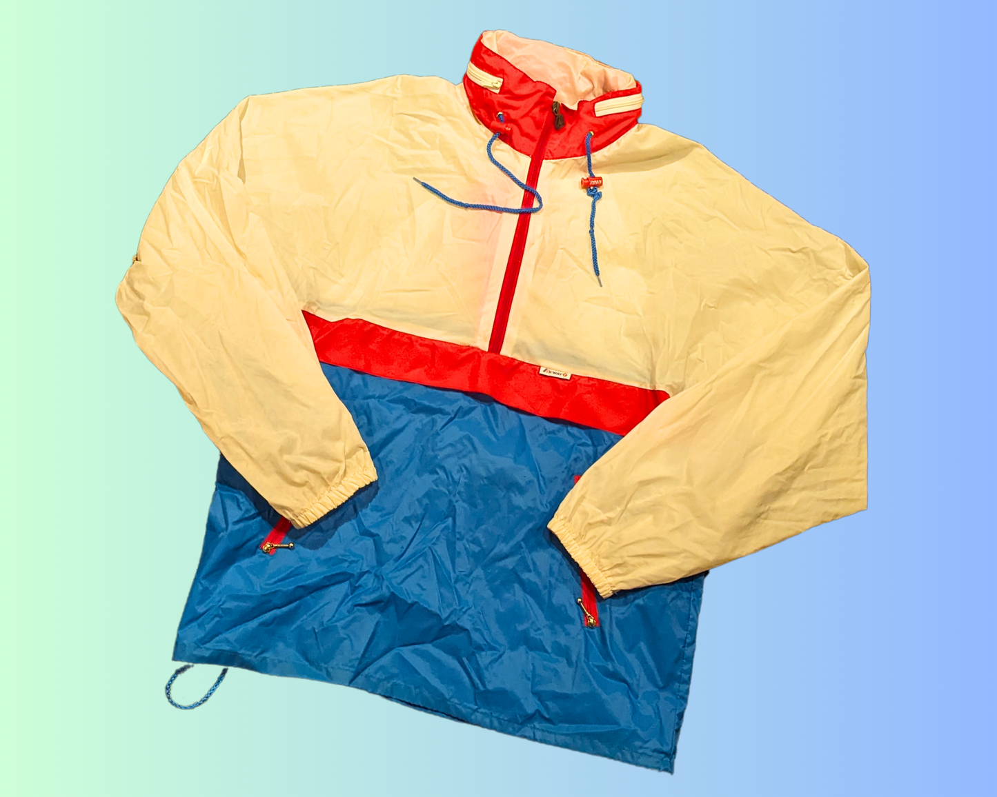 Vintage 1990's White, Red and Blue K-Way Fleece Size XL