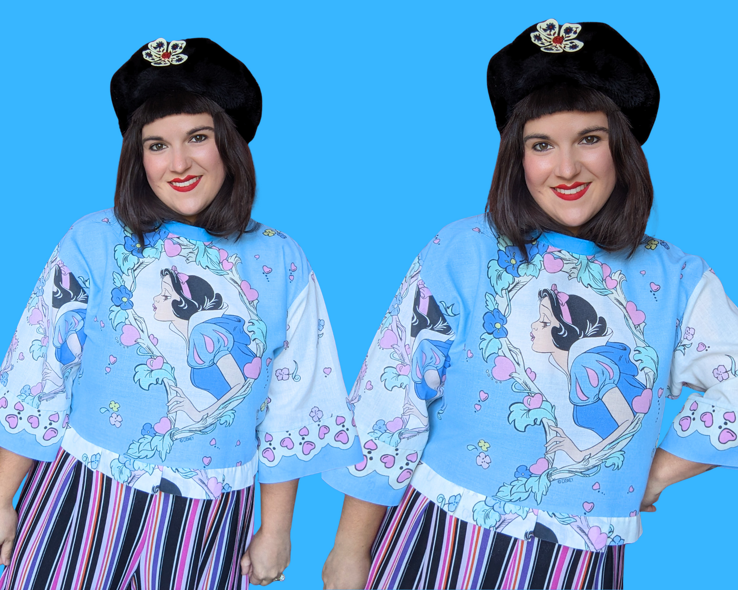 Handmade, Upcycled Walt Disney's Snow White and the Seven Dwarves Bedsheet Crop Top Oversized XS - Fits Like A Size M