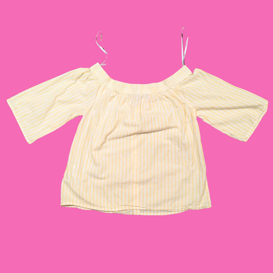 Vero Moda Off-the-Shoulders Yellow and White Stripes Top Size M