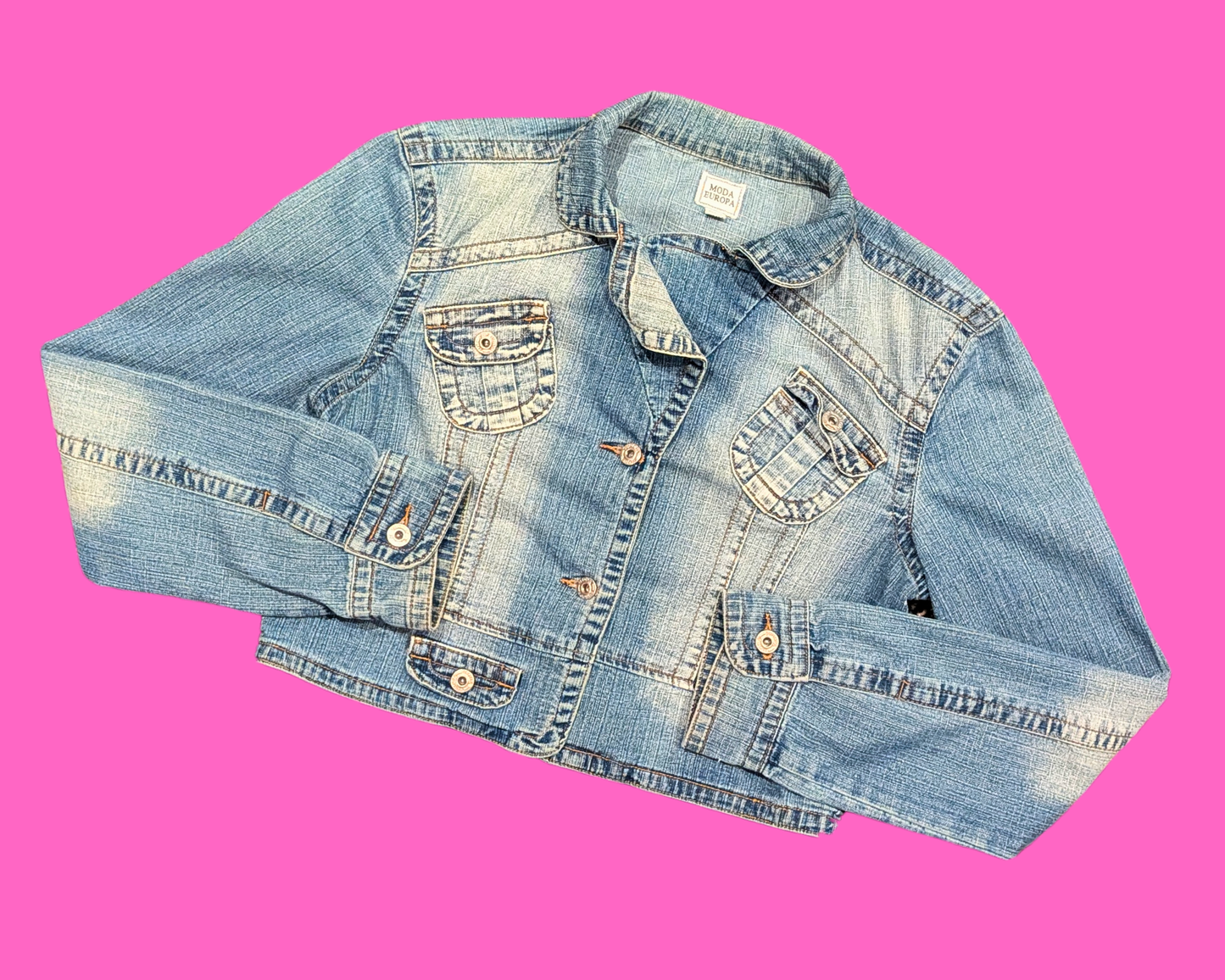 Handmade, Upcycled Denim Jacket with a Flintstones T-Shirt Size XXL for Women but It Fits Much Smaller