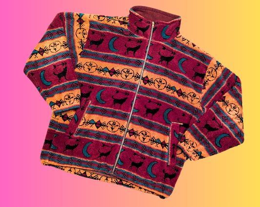 Vintage 1990's Hors La Loi, Western Design, Fuzzy Jacket Size M
