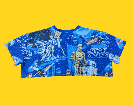 Handmade, Upcycled Vintage Star Wars Bedsheet Crop Top Fits Size S to XL