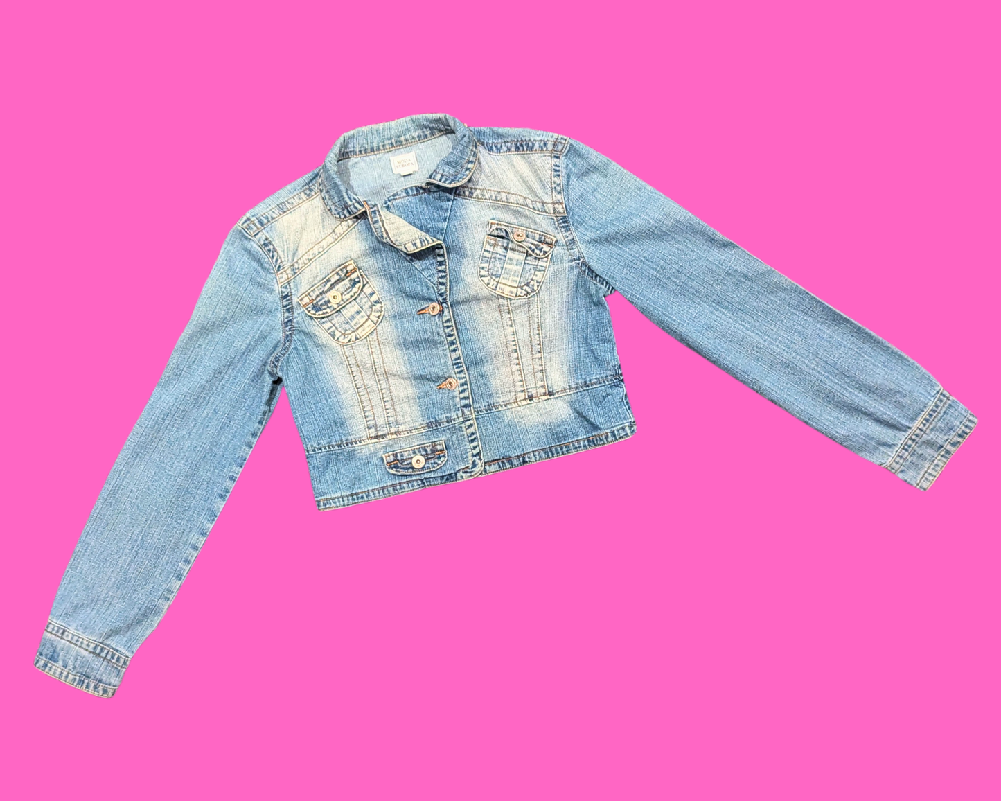 Handmade, Upcycled Denim Jacket with a Flintstones T-Shirt Size XXL for Women but It Fits Much Smaller