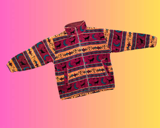 Vintage 1990's Hors La Loi, Western Design, Fuzzy Jacket Size M